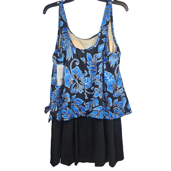 Maxine Instant Minimizer Faux Skirtini Black/Blue/Metallic Silver Plus Size 26W - Picture 4 of 10